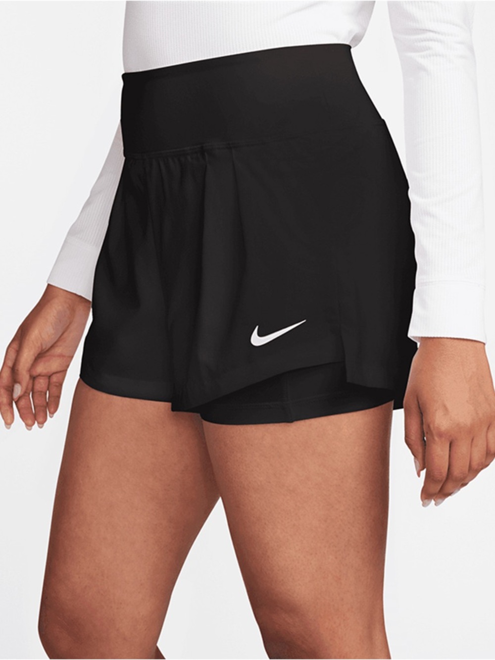 Nike Women’s Black Athletic Layered Running Shorts with Swoosh XS NWOT Pockets